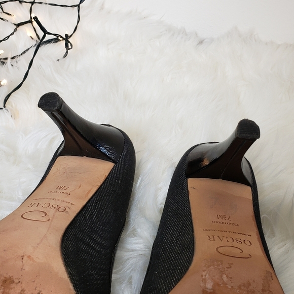 RARE Oscar de la Renta O Calada Peep Toe Heels 7.5 Luxury Elegant Castlecore - Picture 7 of 16